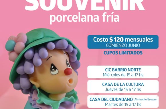 Souvenir en porcelana fría curso de oficio estación Juárez Celman Myrian Prunotto