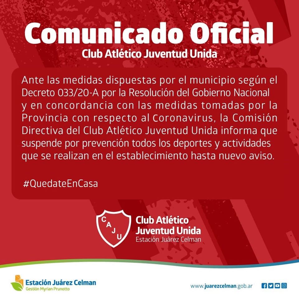 Comunicado Oficial Club Atlético Juventud Unida – Ciudad Estación Juárez  Celman