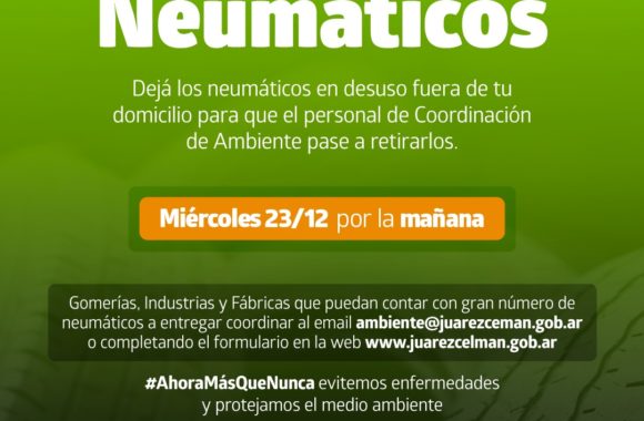 Campaña de Recolección de Neumáticos Estación Juárez Celman 2020 Gestión Myrian Prunotto